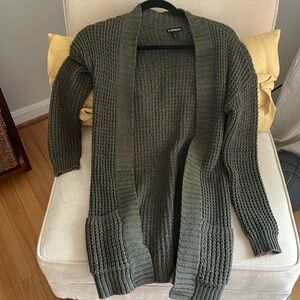 Women’s Express Open Front Knit Cardigan Army Green Size XS